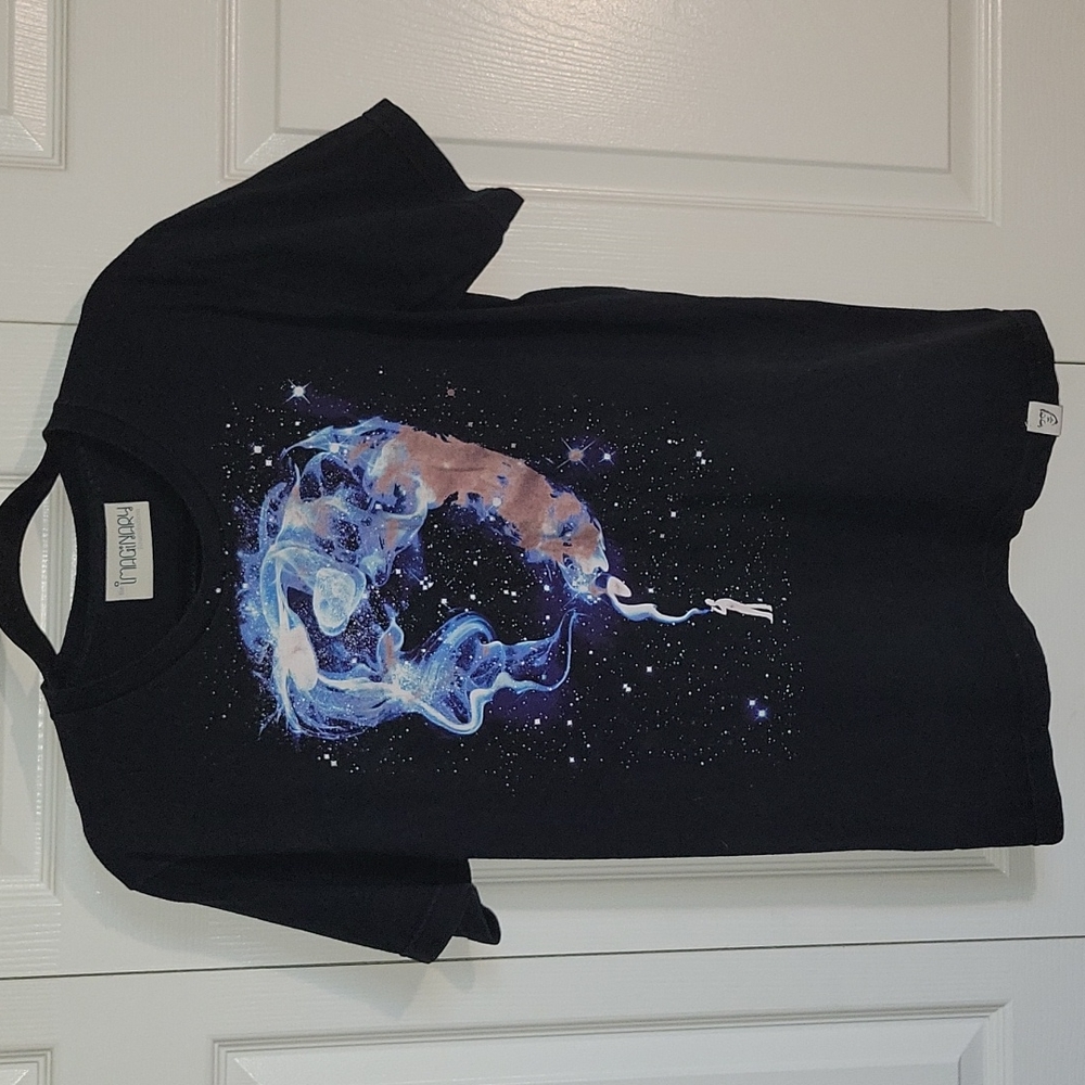 The imaginary foundation t shirt space, cigar, smoke, black, blue, size medium